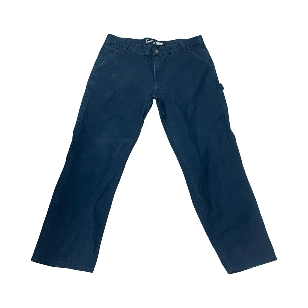 Carhartt Mens Relaxed Fit Carpenter Pants Navy Blue Duck Canvas 40x32 Workwear